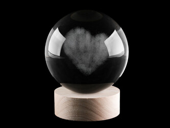 LED svítící skleněná koule Ø10 cm - 1 ks - 5 transparent srdce