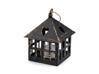 Kovová lucerna svítící k zavěšení - 1 ks - 4 černá