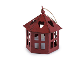 Kovová lucerna svítící k zavěšení - 1 ks - 6 červená tmavá