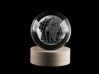 LED svítící skleněná koule Ø8 cm - 1 ks - 2 transparent zeměkoule