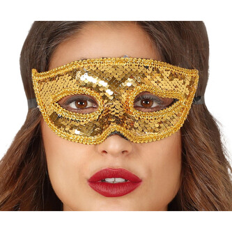 Zlatá flitrová škraboška