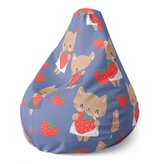 Sedací vak Pear Kočičky s jahodami: 140 x 100 x 25 cm