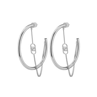 Ocelové kruhové náušnice s řetízkem LJ2775 Liu Jo