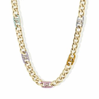 Nápaditý pozlacený náhrdelník s krystaly LJ2813 Liu Jo