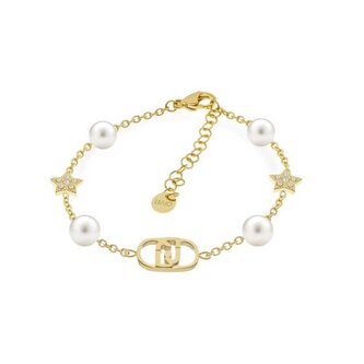 Pozlacený náramek s krystaly a umělými perlami Fashion LJ2637 Liu Jo