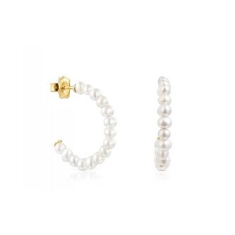 Pozlacené kruhové náušnice z perel Gloss 1003432100 Tous
