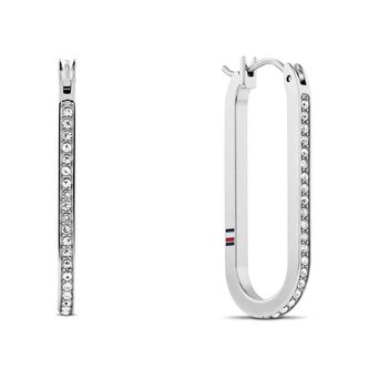 Oválné ocelové náušnice s krystaly Dog Tag 2780865 Tommy Hilfiger