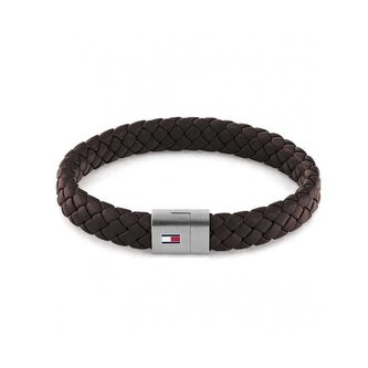 Tmavě hnědý kožený náramek s ocelovým zapínáním 2790330 Tommy Hilfiger