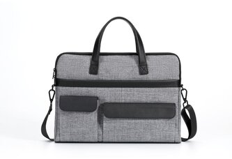 Látková taška na dokumenty s kapsami a popruhem A8119  Šedá