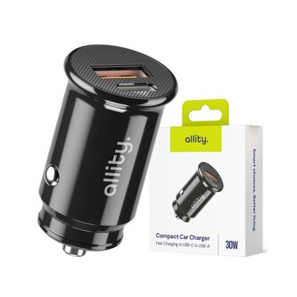 Nabíječka do auta Allity ACC-100-30WAC 30W 1xUSB, 1xUSB-C černá