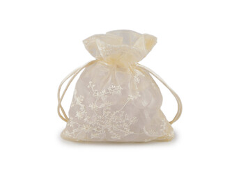 Dárkový pytlík vyšívaný 10x13 cm - 10 ks - 2 krémová nejsvět.