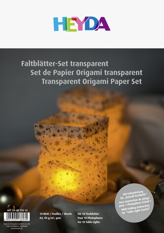 Transparentní origami papír A4 hvězdy stříbrné, jednostranně potištěný