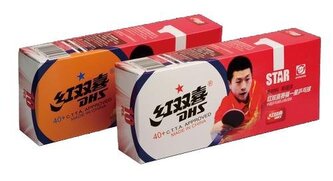 Míčky DHS* stolní tenis plast CELL FREE DUAL D*40 balení 10 ks ŽLUTÉ - žlutá (Plast)