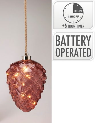 Skleněná LED šiška s časovačem, tmavě hnědá, 16 cm Skleněná LED šiška s časovačem, tmavě hnědá, 16 cm
