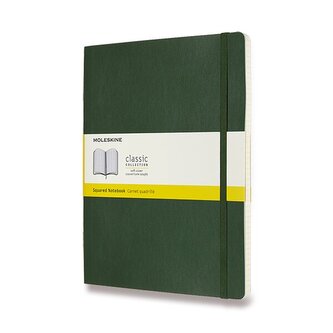 Zápisník Moleskine - měkké desky, XL, čtverečkovaný - tm. zelený