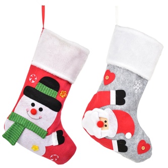 Punčocha se sněhulákem a se Santou 46 cm, set 2 ks