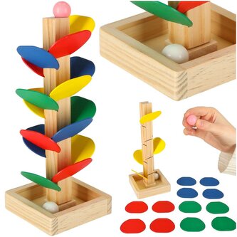 Montessori Vzdělávací strom dřevěné bloky - kuličková dráha Montessori Vzdělávací strom dřevěné bloky - kuličková dráha