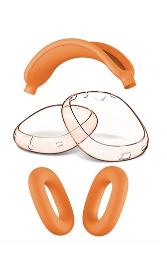 Silikonový průhledný set 3v1 pro Airpods Max,Oranžová