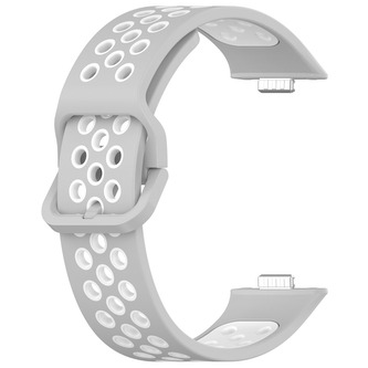 Dvojbarevný perforovaný řemínek pro Huawei Fit 3,Šedo-Bílá