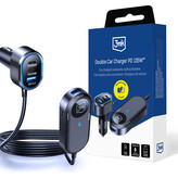 3mk Double Car Charger 135W PD QC PPS USB 2A4C nabíječka do auta černá/šedá