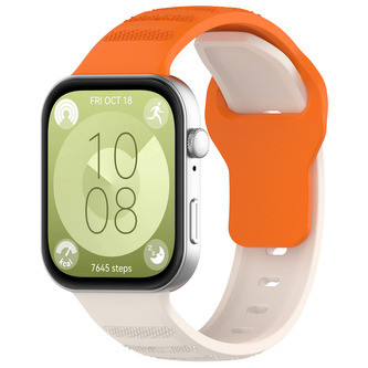 Vroubkovaný řemínek pro Huawei Fit 3,Oranžovo-béžový