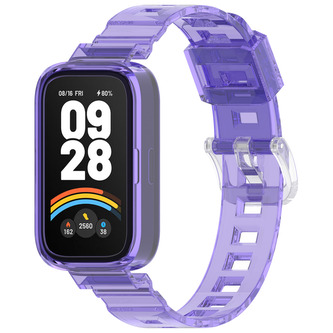 Průhledný silikonový náramek měnící barvu pro Mi Band 9 Active / Redmi Band 3,Fialový