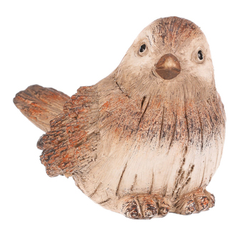 Ptáček - polyresinová figurka, vel. S, béžovo-hnědý