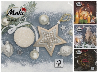 Serwetka papierowa 3warstwowa 33x33 op20szt.Gwiazdka POL-MAK SLGWIAZDKA