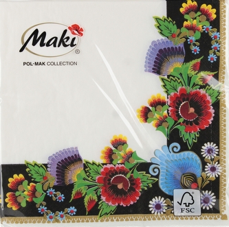 Serwetka papierowa 3warstwowa 33x33 Łowicz bia/kol op20szt POL-MAK SLOG058401