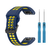 QuickFit perforovaný řemínek s přezkou 22mm,Tmavěmodro-žlutý