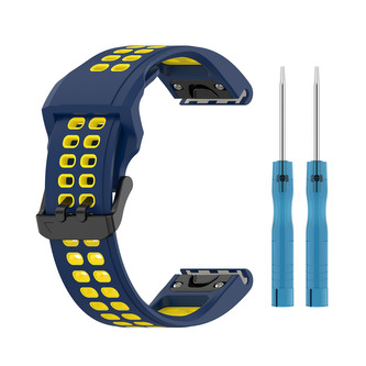 QuickFit perforovaný řemínek s přezkou 22mm,Tmavěmodro-žlutý