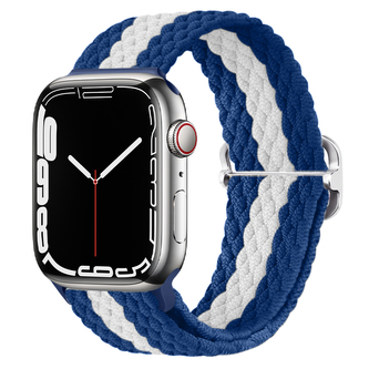 Pletený řemínek se sponou pro Apple Watch 42/44/45/46/49mm,Modro-bílý Pletený řemínek se sponou pro Apple Watch 42/44/45/46/49mm,Modro-bílý