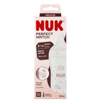 NUK Butelka 260ml silikonowy smoczek M Perfect Match tęcza 10742026