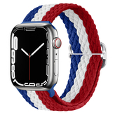 Pletený řemínek se sponou pro Apple Watch 42/44/45/46/49mm,Modro-bílo-červený