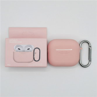 Jednobarevný obal s karabinou pro AirPods 3,Pink