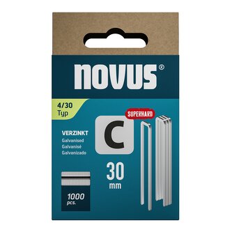Novus sponky s úzkým hřbeterm, typ C, 4/30 mm, 1000 ks