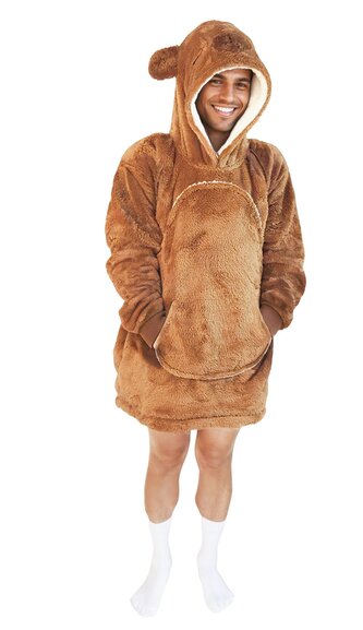 Cozy Noxxiez CH364 Kapybara - hřejivá televizní mikinová deka s kapucí pro teenagery a dospělé