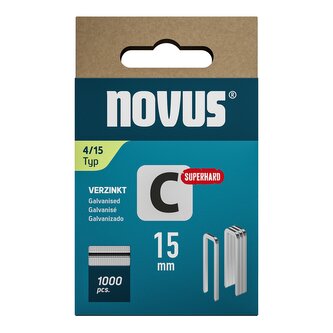 Novus sponky s úzkým hřbeterm, typ C, 4/15 mm, 1000 ks