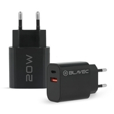 Cestovní nabíječ Blavec, 1x USB A, 1x USB C, PD 20W, QC 3.0, černá