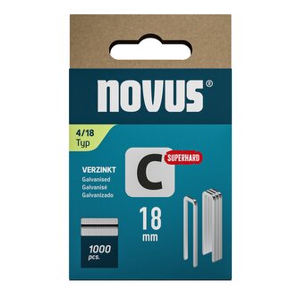 Novus sponky s úzkým hřbeterm, typ C, 4/18 mm, 1000 ks
