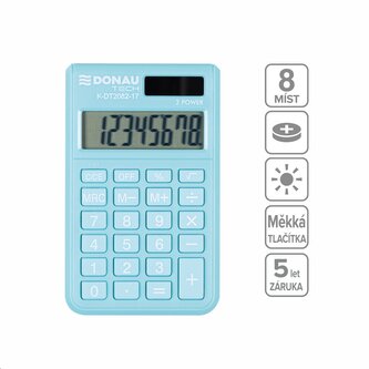 DONAU kapesní kalkulačka DONAU TECH 2082, 8místná, sv. modrá