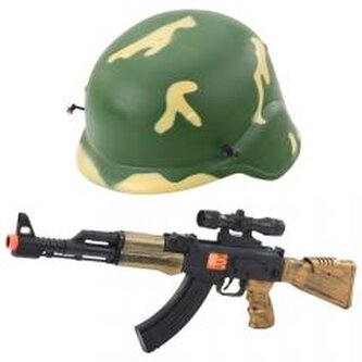 Zestaw militarny karabin + hełm Zestaw militarny karabin + hełm