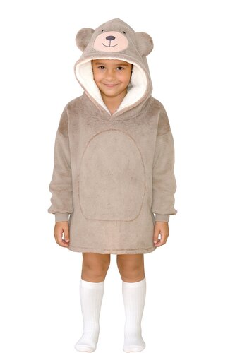 Cozy Noxxiez CH308 Medvěd - hřejivá televizní mikinová deka s kapucí pro děti 3 - 6 let