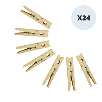 MSV velké kolíčky na prádlo, 24 ks, dřevo, 10 cm