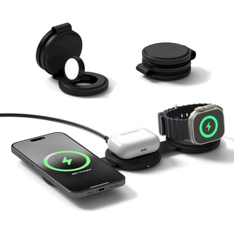 Satechi OntheGo 3v1 bezdrátová nabíječka černá