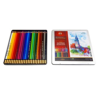 Koh-i-noor MONDELUZ 3724/24 - akvarelové pastelky Český Krumlov v plechovém pouzdře - 24 ks