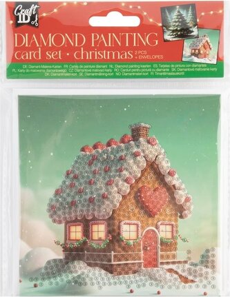CRAFT ID Diamantové malování Vánoční přání Perníková chaloupka a Stromeček 13x13 cm CRAFT ID Diamantové malování Vánoční přání Perníková chaloupka a Stromeček 13x13 cm