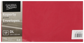 Koperta DL NK czerwona gładka op10szt GALERIA PAPIERU 280187 GAL