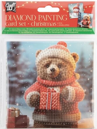 CRAFT ID Diamantové malování Vánoční přání Medvídek a Sněhulák 13x13 cm CRAFT ID Diamantové malování Vánoční přání Medvídek a Sněhulák 13x13 cm