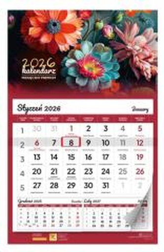 Kalendarz 2026 ścienny miesięczny premium